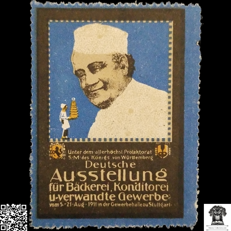 1911 German Exhibition Artisan Bakery Confectionery Related Trades Cinderella Poster Stamp - Stuttgart