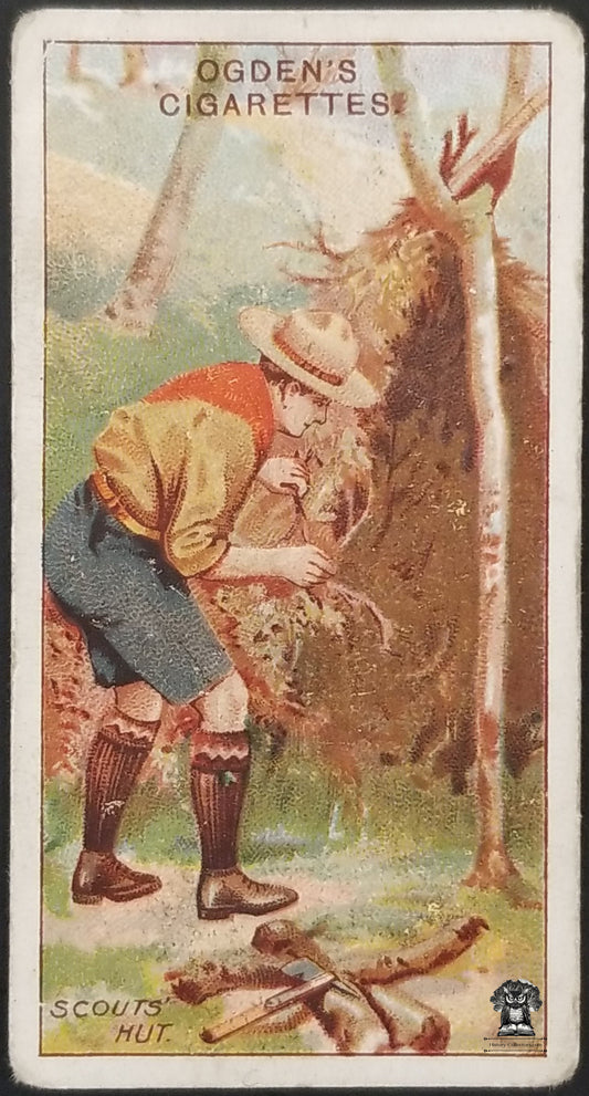 1911 Ogden's Boy Scouts 1st Series Blue Back Tobacco Card #16 - Scouts' Hut