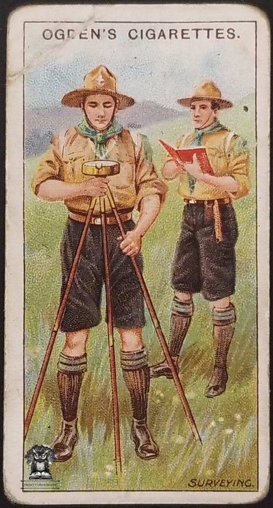 1911 Ogden's Boy Scouts 1st Series Blue Back Tobacco Card #34 - Surveying