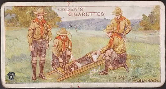 1911 Ogden's Boy Scouts 1st Series Blue Back Tobacco Card #39 - A Case For The Ambulance