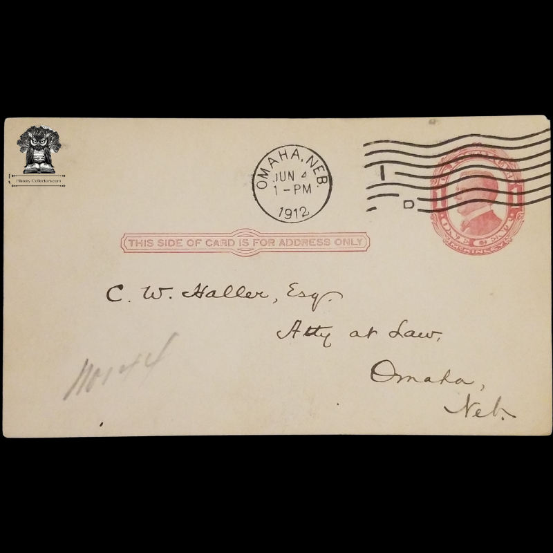 1912 Paterson V Empire State Surety Co Legal Correspondence Postal Card - New York - Howard Kennedy - C W Haller Esq - Omaha Nebraska - One Cent McKinley Red Scott UX24 - Postal Cancel June 4 - Postcard