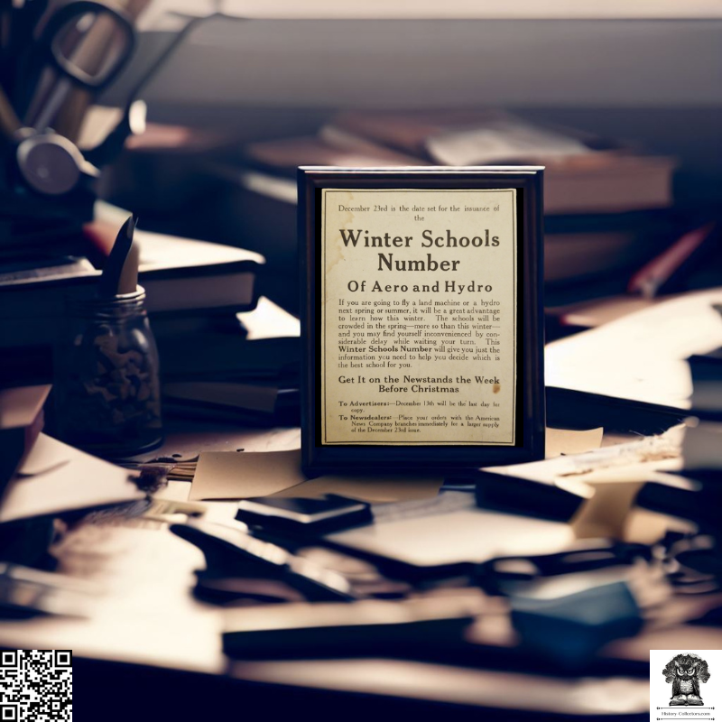 1912 Winter Schools Number of Aero and Hydro School Print Advertisement Clipping - Flight Training - Aviation History - Ready For Framing