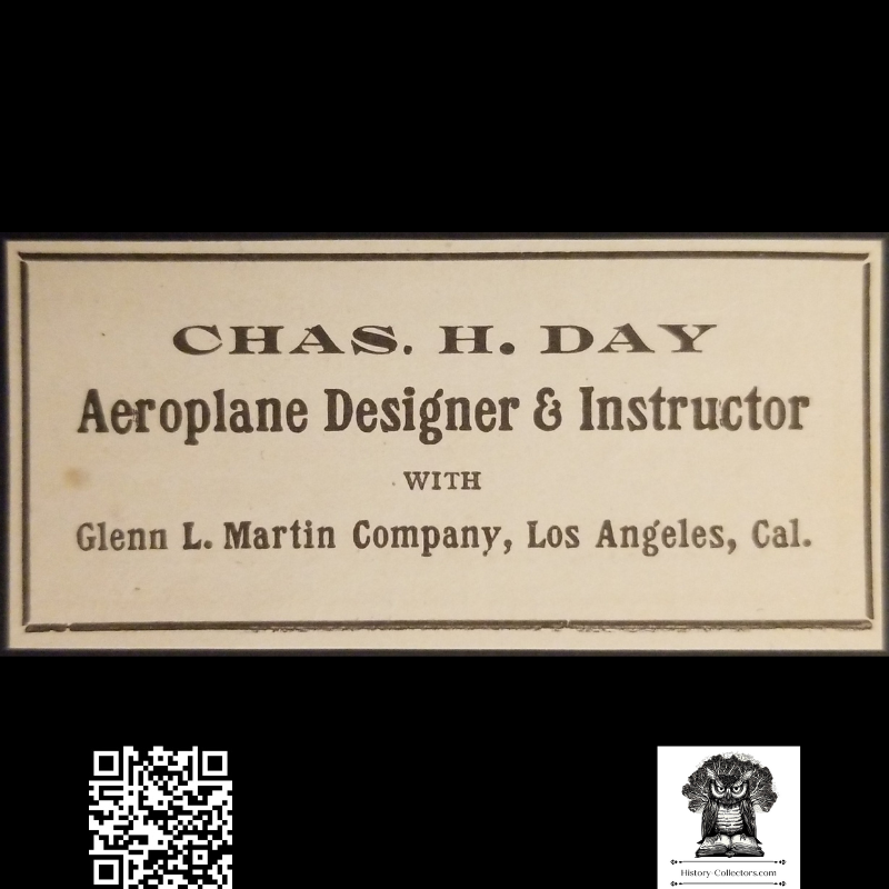 1913 Charles Healy Day Aeroplane Designer & Instructor Advertisement Clipping - Glenn L. Martin Company - Los Angeles California - Aviation History