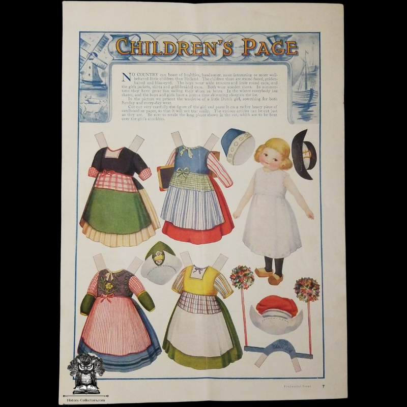 1913 The Prudential Policy Holder And Agent Magazine - Eastern Pennsylvania Region - Newark NJ - Financial Investment Data - The Prudential Girl Fashion Illustration Cover - Holland Dutch Girl Paper Doll Cutouts - Skatemobile Instructions