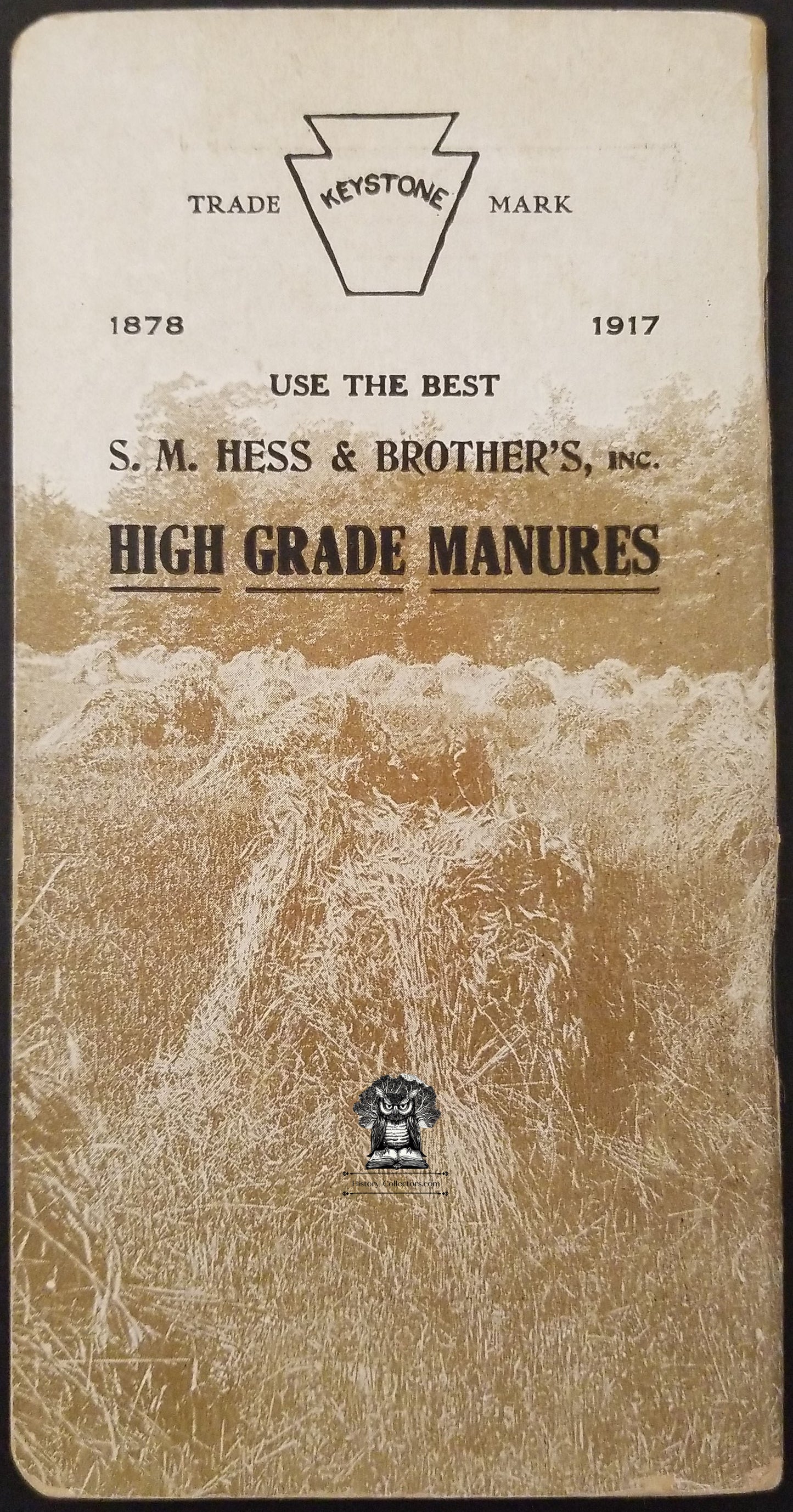 1917 Advertising Memo Booklet S.M. Hess & Brother Philadelphia PA - Farmer Fertilizers Calendar