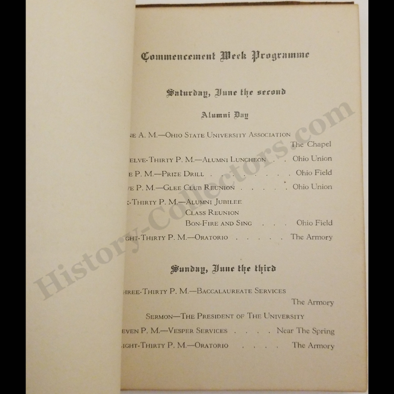 1917 Ohio State University Commencement Week Program Booklet - Graduate List - WWI Era