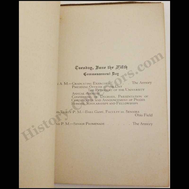 1917 Ohio State University Commencement Week Program Booklet - Graduate List - WWI Era
