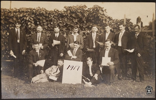 1917 RPPC Picture Postcard - Men's Choir Chorus Musicians Music - Lincoln Illinois