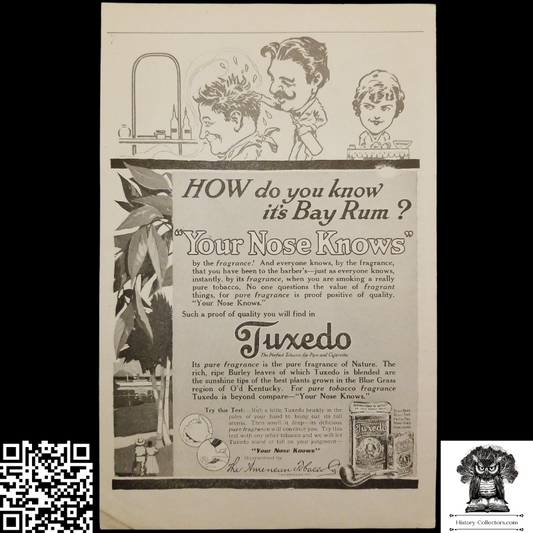 1917 Tuxedo Pipe Cigarette Loose Leaf Tobacco Print Advertisement - American Tobacco Company