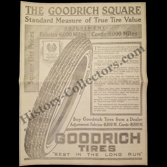 1919 B.F. Goodrich Tires Print Advertisement Clipping - Akron Ohio Rubber Industry - Progressive Era - Ready For Framing
