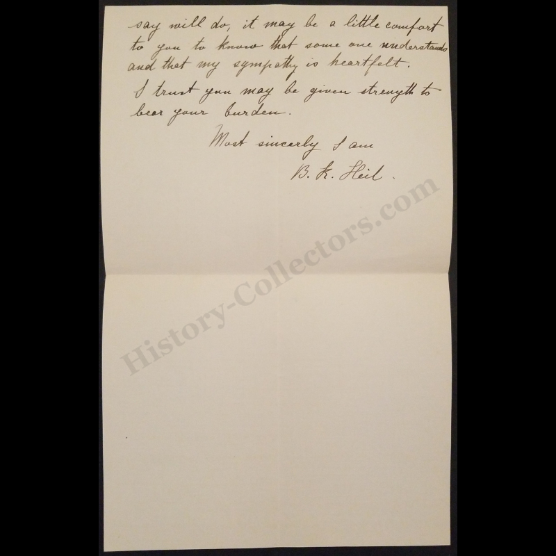1919 Condolence Letter About Sarah Berylson - Written To Casper T. Berylson - Written From Bertha K. Heil - Oswego New York - January 21 - Progressive Era - Ready For Framing