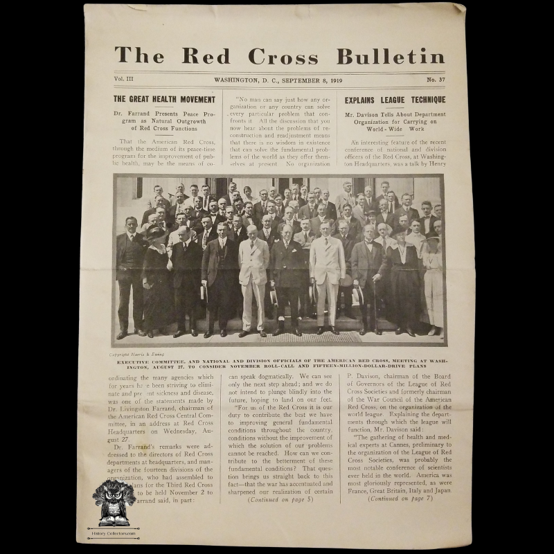 1919 Red Cross Bulletin - Great Health Movement Initiative - Executive Committee - Red Cross Enters Serbia - Post WWI