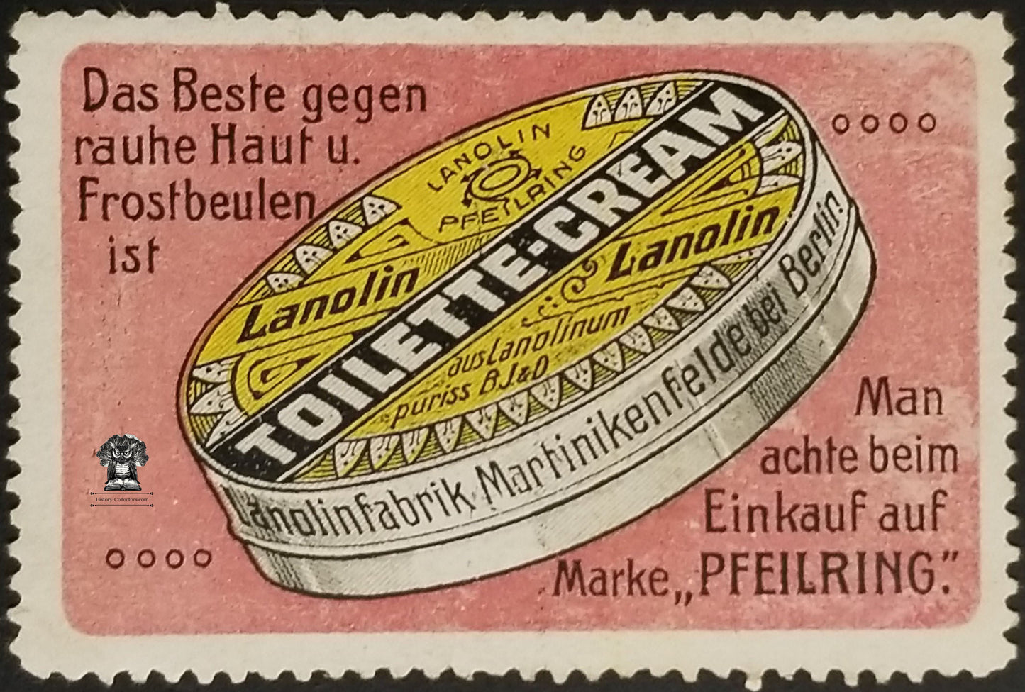 1920's Pfeilring Lanolin Toilette Cream Cinderella Advertising Poster Stamp - Berlin Germany