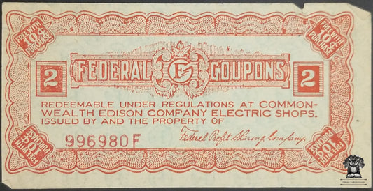 1920s Federal Coupons Common Wealth Edison Company Electric Shops - Chicago IL