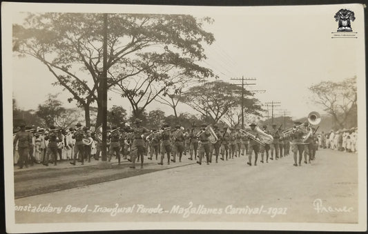 1921 RPPC Picture Postcard - Philippine Constabulary Band Magallanes Carnival Inaugural Parade Army - AZO Stamp Box