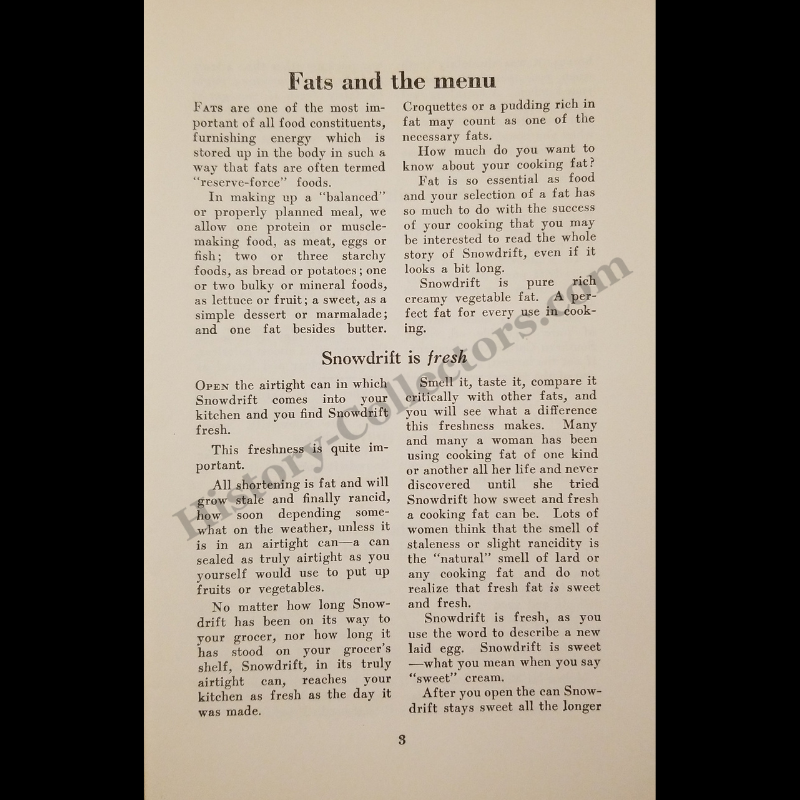 1922 Snowdrift Shortening Recipe Booklet Cook Book