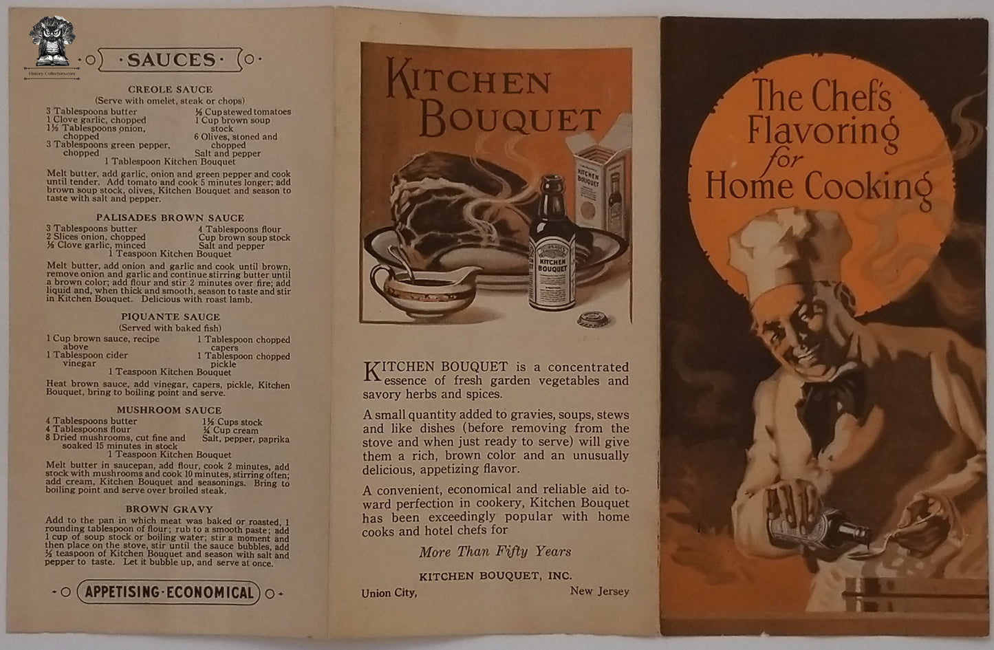 1927 Kitchen Bouquet Recipe Booklet Pamphlet - Fish Sauces Meat Vegetables