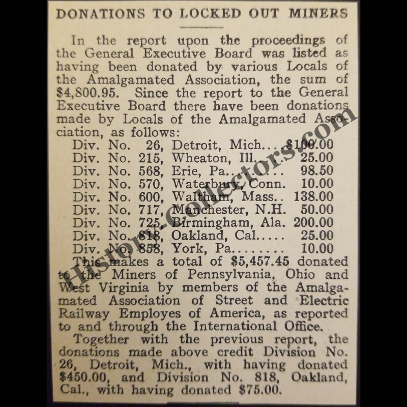 1928 Amalgamated Association Of Street And Electric Railway Employees Of America Division Print Clipping - 1927–1928 Bituminous Coal Strike - Railway Union Trade Journal - Roaring Twenties Era - Ready For Framing
