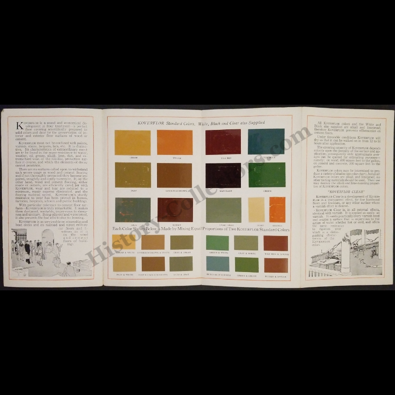 1928 Koverflor Color Chart Sales Brochure - Standard Varnish Works - Roaring Twenties - Ready For Framing