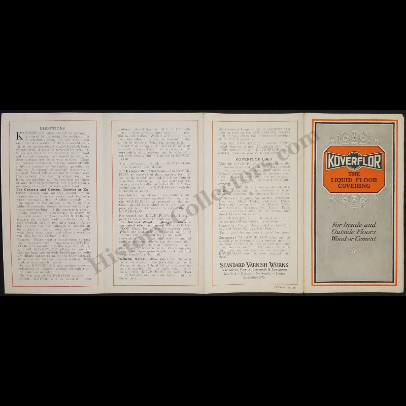 1928 Koverflor Color Chart Sales Brochure - Standard Varnish Works - Roaring Twenties - Ready For Framing