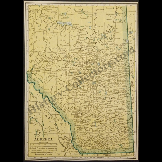1929 Alberta Canada Map - C.S. Hammond And Company New York - Roaring Twenties Era - Ready For Framing