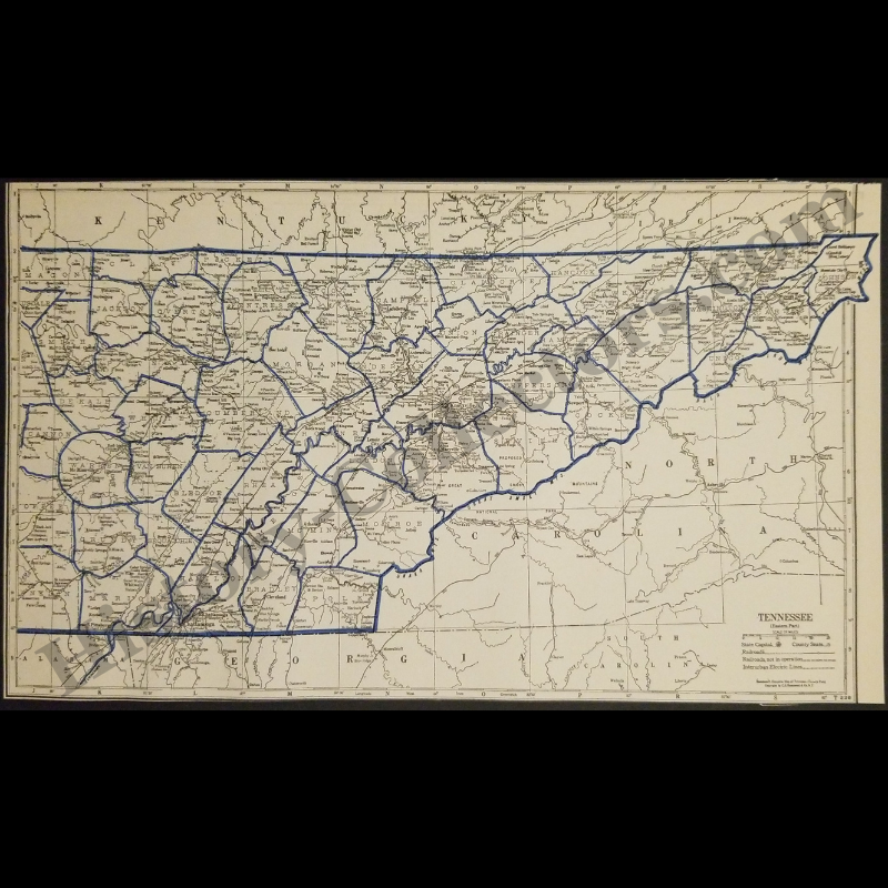 1929 Eastern Tennessee Map - Railroad Lines - Interurban Electric Systems - Roaring Twenties Era - Ready For Framing