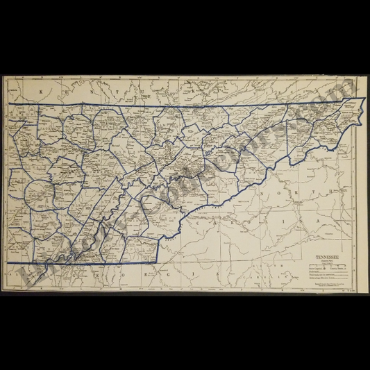 1929 Eastern Tennessee Map - Railroad Lines - Interurban Electric Systems - Roaring Twenties Era - Ready For Framing