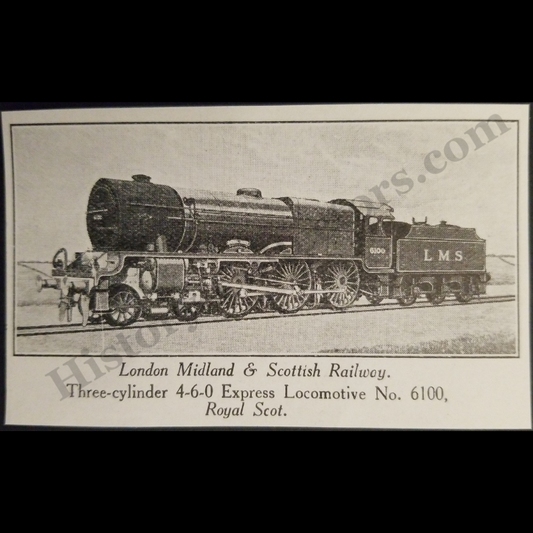 1929 London Midland And Scottish Railway Illustration Print Clipping - Locomotive No. 6100 "Royal Scot" - England - Ready For Framing