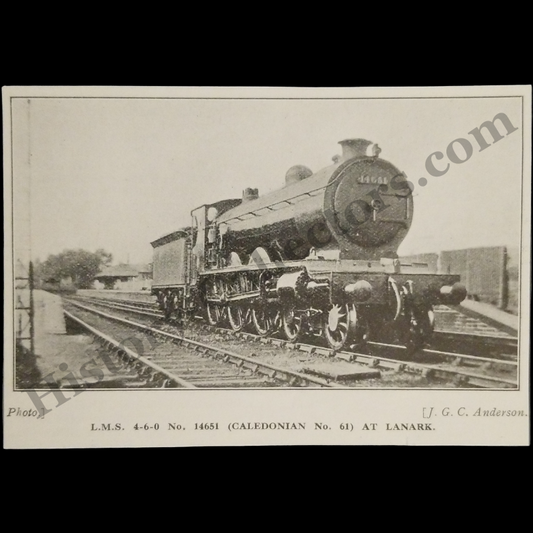 1929 London Midland And Scottish Railway LMS Print Clipping - 4-6-0 No. 14651 - Caledonian No. 61 - Lanark South Lanarkshire Scotland - Ready For Framing