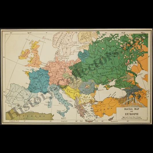 1929 Ethnographic Racial Map Of Europe - C.S. Hammond And Company New York - Interwar Post-WWI Period - Roaring Twenties Era - Ready For Framing