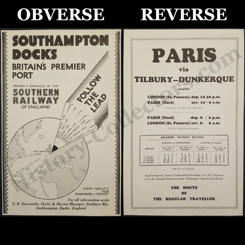 1929 Southern Railway Of England Southampton Docks Print Advertisement Clipping - London, Midland And Scottish Railway (LMS) Print Advertising Clipping - Ready For Framing
