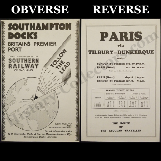 1929 Southern Railway Of England Southampton Docks Print Advertisement Clipping - London, Midland And Scottish Railway (LMS) Print Advertising Clipping - Ready For Framing