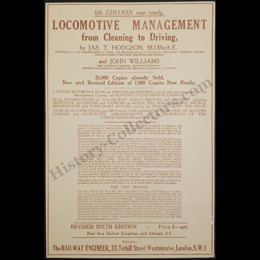 1929 Steam Locomotive Technical Manual Advertisement Clipping - Railway Engineer 33 Tothill Street Westminster London United Kingdom - Training Education - Ready For Framing