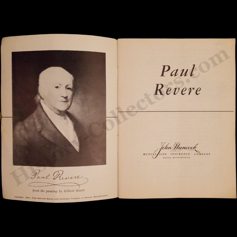 1930 Paul Revere Biography Booklet - John Hancock Mutual Life Insurance Company - Boston Massachusetts - Marketing Giveaway - Great Depression Era - Ready For Framing