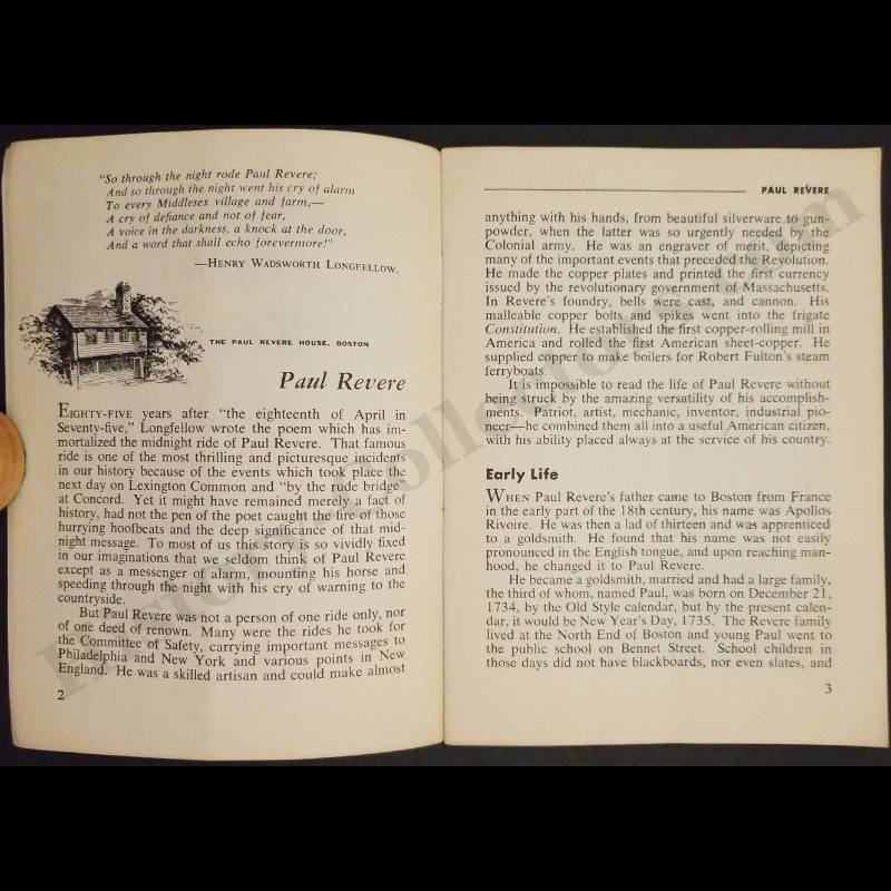 1930 Paul Revere Biography Booklet - John Hancock Mutual Life Insurance Company - Boston Massachusetts - Marketing Giveaway - Great Depression Era - Ready For Framing