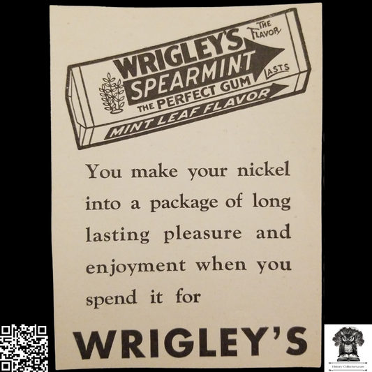 1931 Wrigley's Spearmint Gum Print Advertisement - Depression Era - Vintage Marketing - Ready For Framing