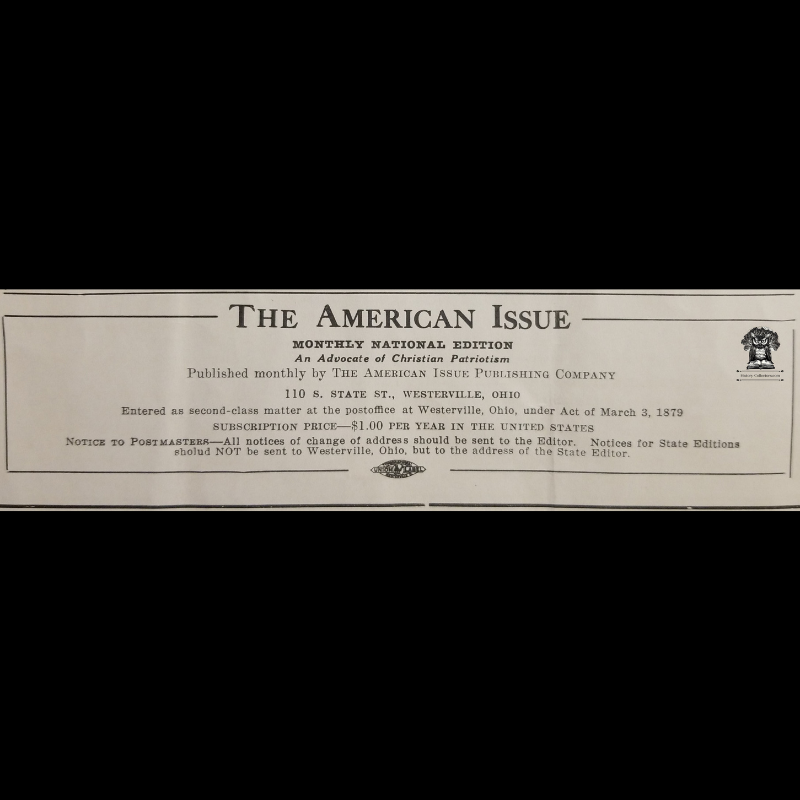 1933 The American Issue Anti-Repeal Prohibition Publication - Christian Patriotism National Edition - 110 S State St Westerville Ohio - May - Dr Haven Emerson