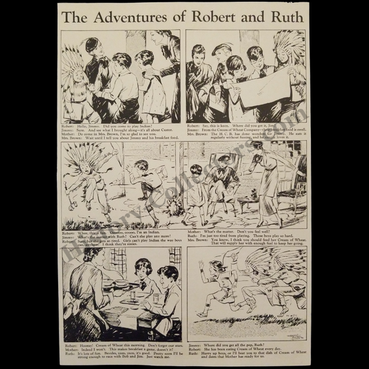 1934 Cream Of Wheat Children's Promo Advertisement Illustration Print Clipping - Playing Indian - Hot Cereal Breakfast Club - Great Depression Era - Ready For Framing
