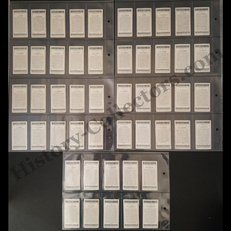 1934 Cricketers Player's Cigarettes Tobacco 50 Card Set Complete