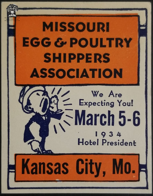 1934 Egg & Poultry Shippers Association Cinderella Exhibition Advertising Graphic - Kansas City MO