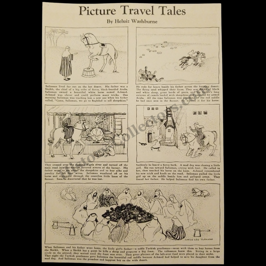 1935 Children Picture Travel Tales Clipping - Heluiz Washburne - Illustrations By Carol Lou Burnham - Journey To Baghdad - Ready For Framing