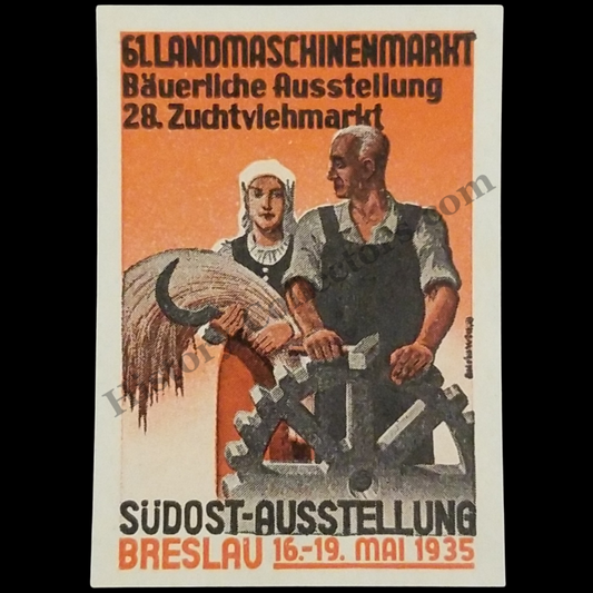 1935 Nazi Germany Breslau Regional Exhibition Advertising Label - Agricultural Farmer Fair - Wrocław Poland - May 16 To 19