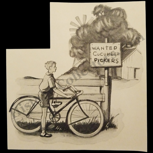 1935 Wanted Cucumber Pickers Illustration Clipping - Rural Farm Work - Great Depression Era - Ready For Framing
