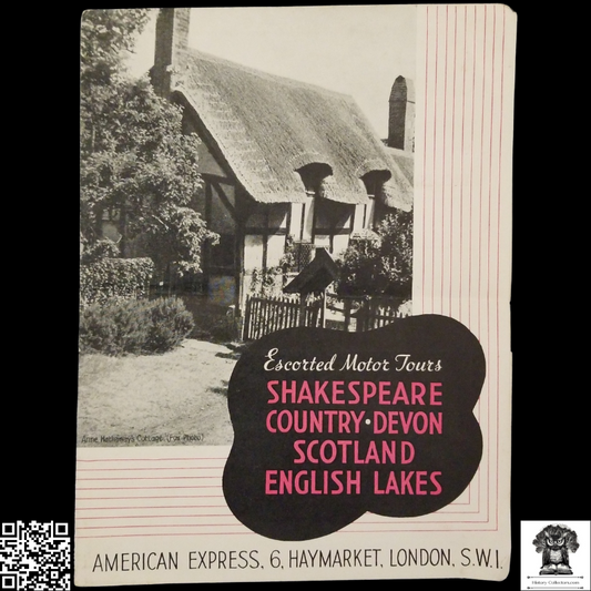 1936 American Express Travel Brochure - Escorted Motor Coach Tours - England - Scotland - Itinerary - Pricing - Route Map - Seating Plan - Fold Open Poster