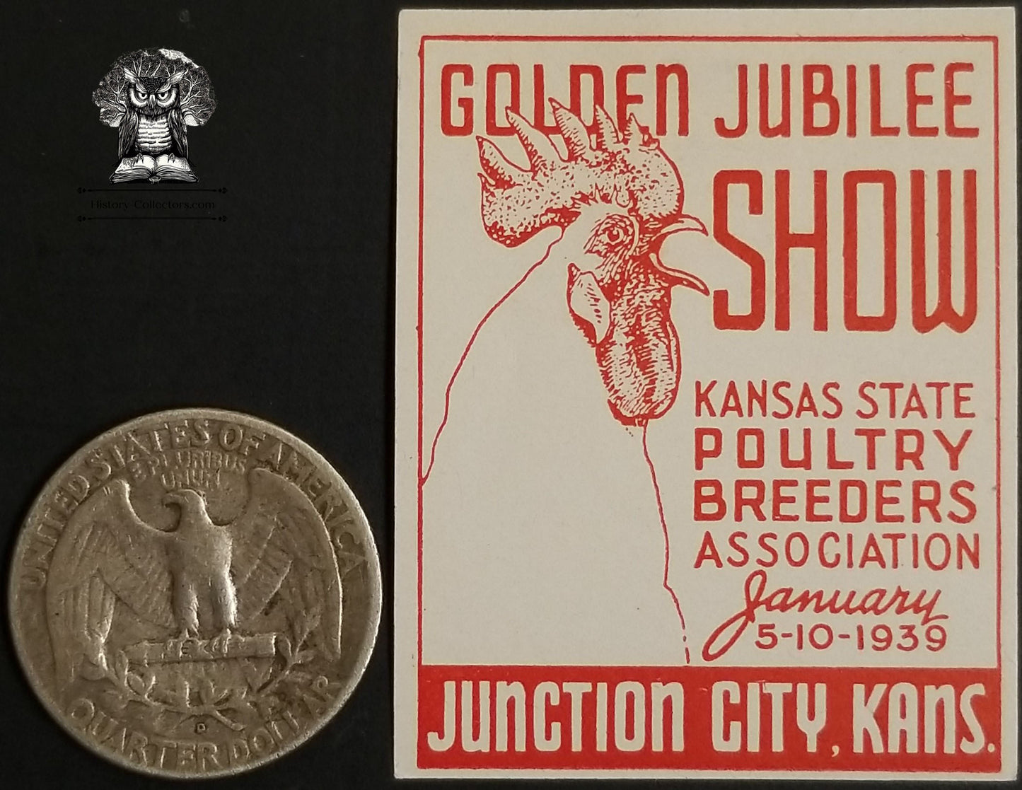 1939 Kansas State Poultry Breeders Association Golden Jubilee Show Exhibition Advertising Graphic - Junction City KS