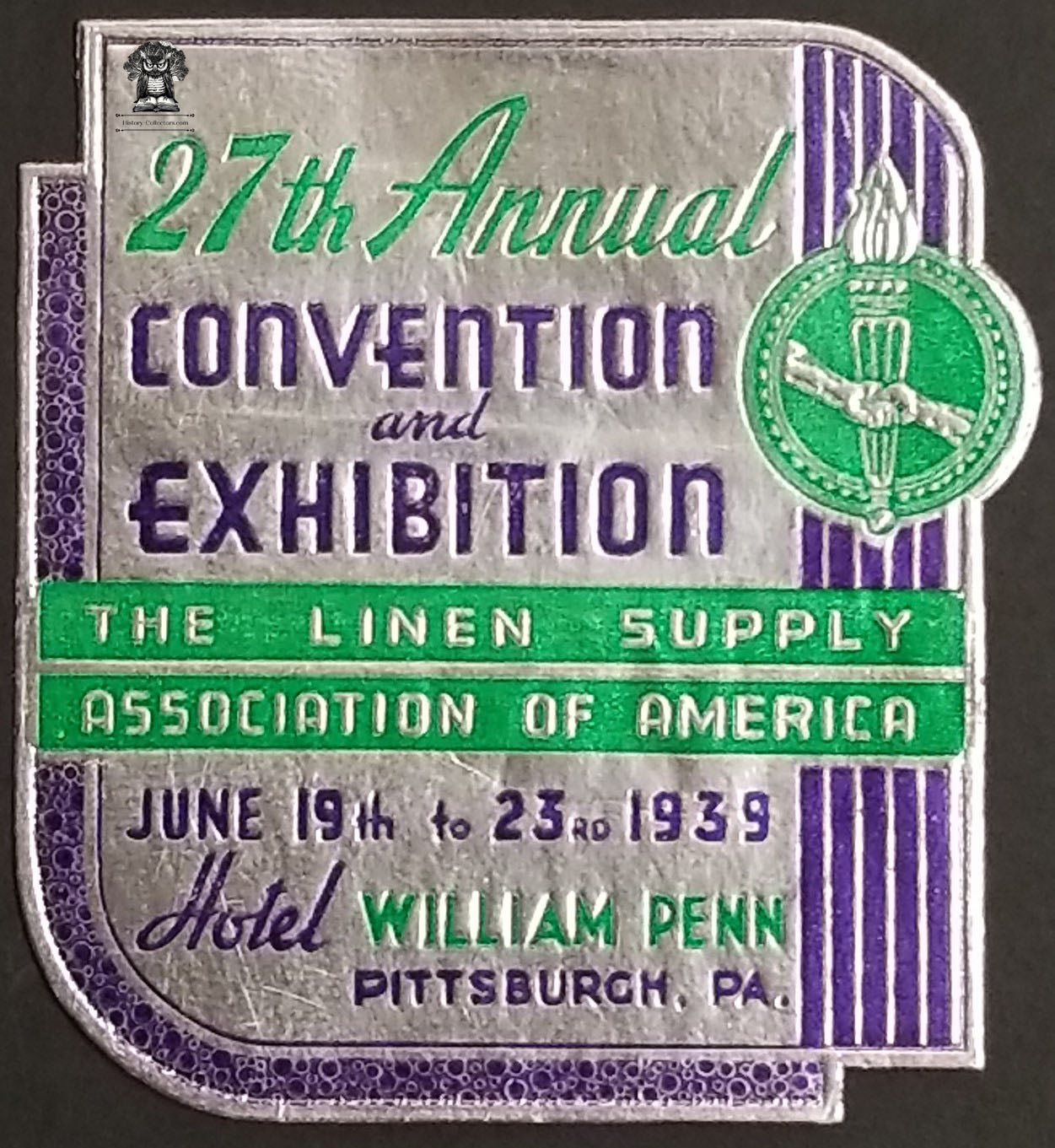 1939 Linen Supply Association Convention Exhibition Advertising Seal - Hotel William Penn Pittsburgh PA