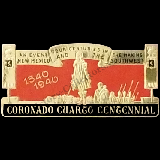 1940 Coronado Cuarto Centennial Advertising Cinderella Poster Label Seal - New Mexico - Southwest - Embossed