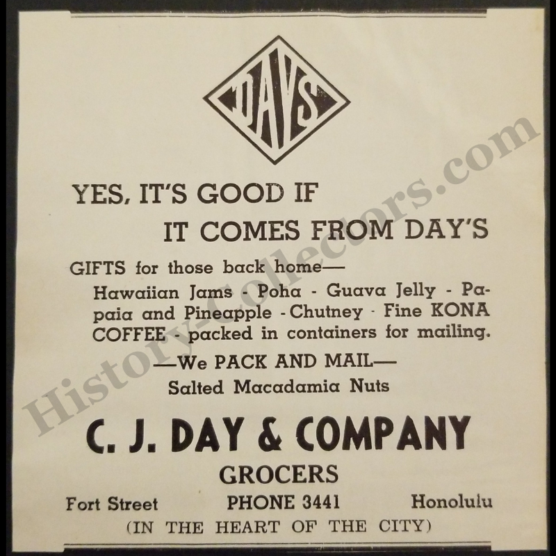 1942 C.J. Day & Company Print Advertisement Clipping - Fort Street Honolulu Hawaii - Export Trade - World War II Era - Ready For Framing