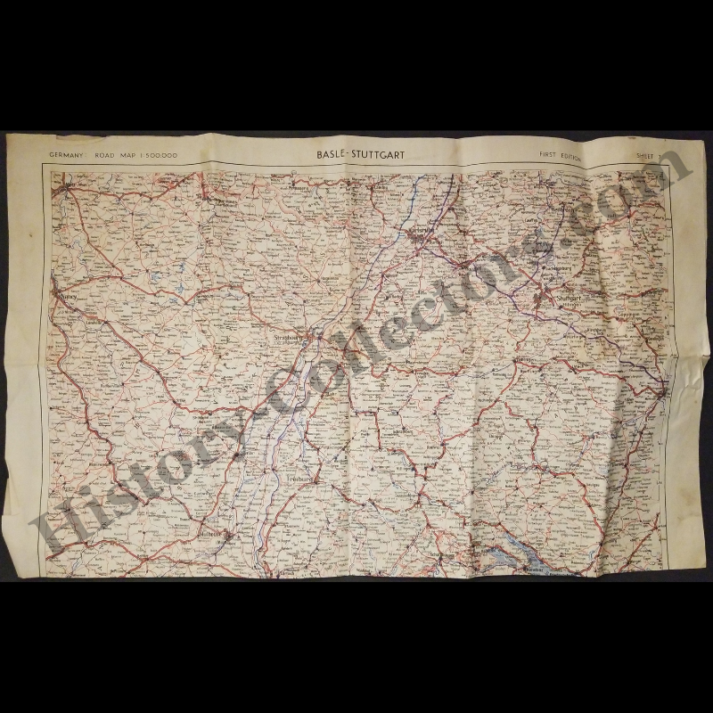 1943 British 21 Army Group Military Road Map - First Edition Sheet 7 - Basel–Stuttgart Southwestern Germany - Alsace France - Northern Switzerland - Ready For Framing
