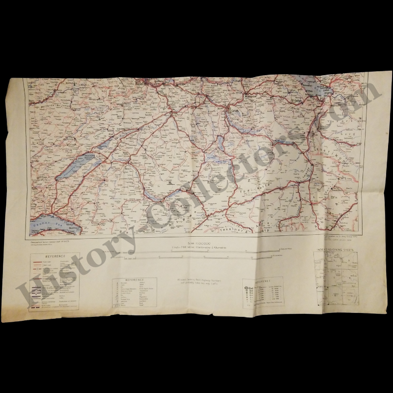 1943 British 21 Army Group Military Road Map - First Edition Sheet 7 - Basel–Stuttgart Southwestern Germany - Alsace France - Northern Switzerland - Ready For Framing